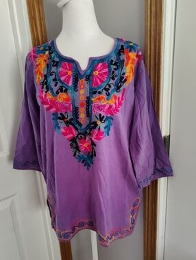 Vintage Asha Bohemian Tunic Made In India 100% cotton Size 38